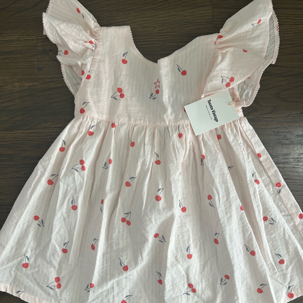 Pink Cherry Print Kids Dress